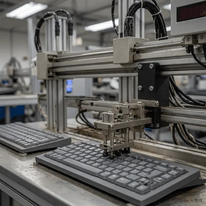 Keystroke life test rig running 20 million cycles